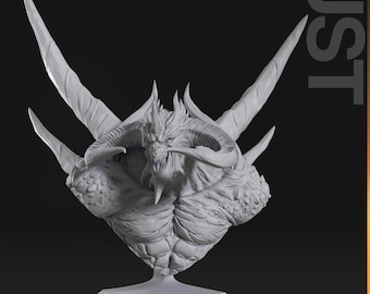 Dark Lord Diablo Bust - 3D Printed Resin Figurine | Handcrafted Diablo-Inspired Collectible | Fantasy Demon Bust