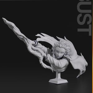 Rengoku Kyojuro Bust Figurine - Demon Slayer Collectible Resin Bust - Flame Hashira Anime Gift - Detailed 3D Printed Decor