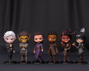 Chibi figurines, 100-110mm - Baldur&#39;s Gate 3 - 3d Resin printed - UNPAINTED 12k Maxium Detail Prints, BG3 Figures Chibi