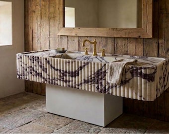 Custom Size Calacatta Viola Marble Wall Mounted Sink,  Calacatta Viola Vanity Sink