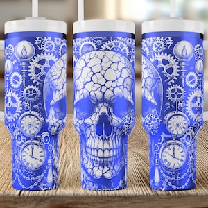 Steam Punk Skull Tumbler – Horror Theme | Laser Engraved | 40oz Stanley Style