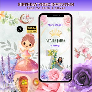 Editable Fairy Garden Birthday Video Invitation: Magical Princess Party with Photo | Digital Download