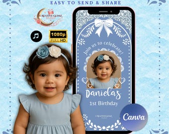 Talavera Papel Picado Birthday Video Invitation with Photo : Animated Fiesta Party Editable Template