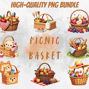 Watercolor Picnic Clipart Bundle: Summer Food Illustrations (PNG Digital Download)