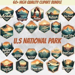 US National Parks PNG Bundle: Vintage Clipart, Sublimation Art (Digital Download)