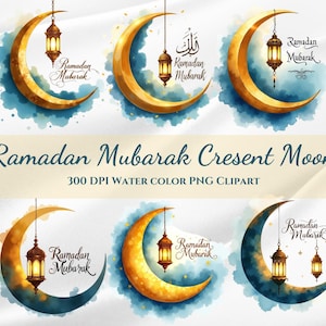 Ramadan Mubarak Halbmond PNG - Islamische Kalligraphie Clipart (digitaler Download)