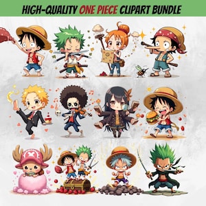 Chibi One peice PNG bundle Clipart | Anime Manga Digital Download Sublimation | Monkey D Luffy Zoro Nami Sanji One Piece Stickers & Prints