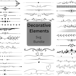 Decorative Elements SVG Bundle, Dividers Borders Svg, Text Divider Svg, Arrow Svg, Border Svg, Ornaments svg, Flourishes SVG, Cricut File