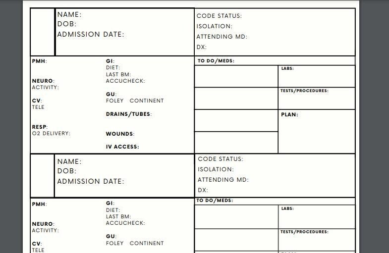 Med Surg Nurse Report Sheet Etsy Med Surg Nurse Report Sheet Etsy