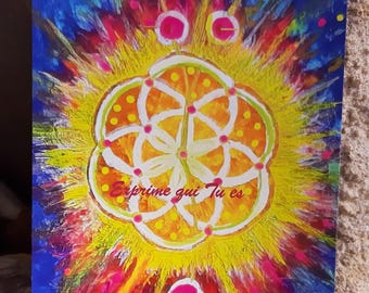 Set of 4 postcards and greeting cards - Multicolored greeting cards - Spiritual greeting cards - Large format greeting cards - Card with envelope -