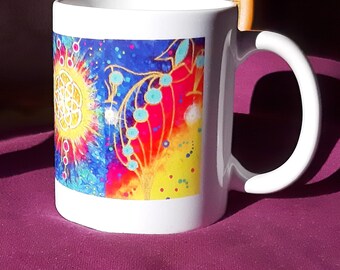 Multicolored ceramic mug 350 ml white and black