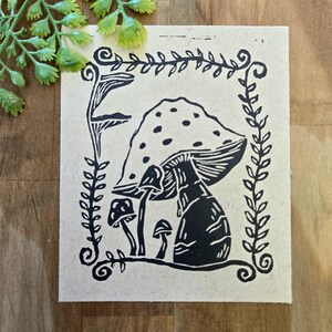 Mushroom Garden | Lino Block Print | Handmade