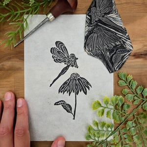 Flower Fairy | Lino Block Print | Handmade