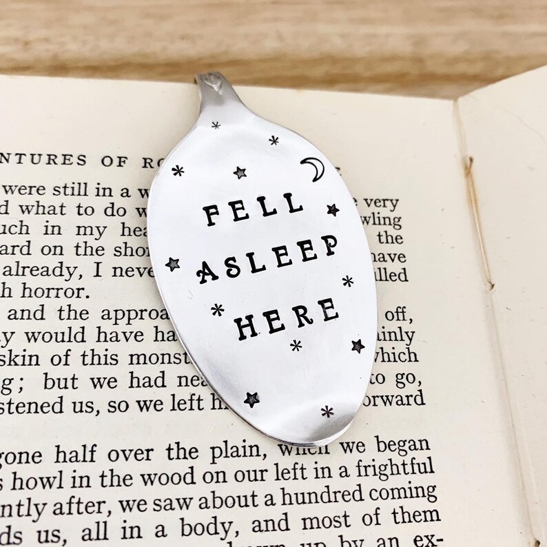 Recycled Vintage Silver Plate Spoon Bookmark. Book worm lovers image 0