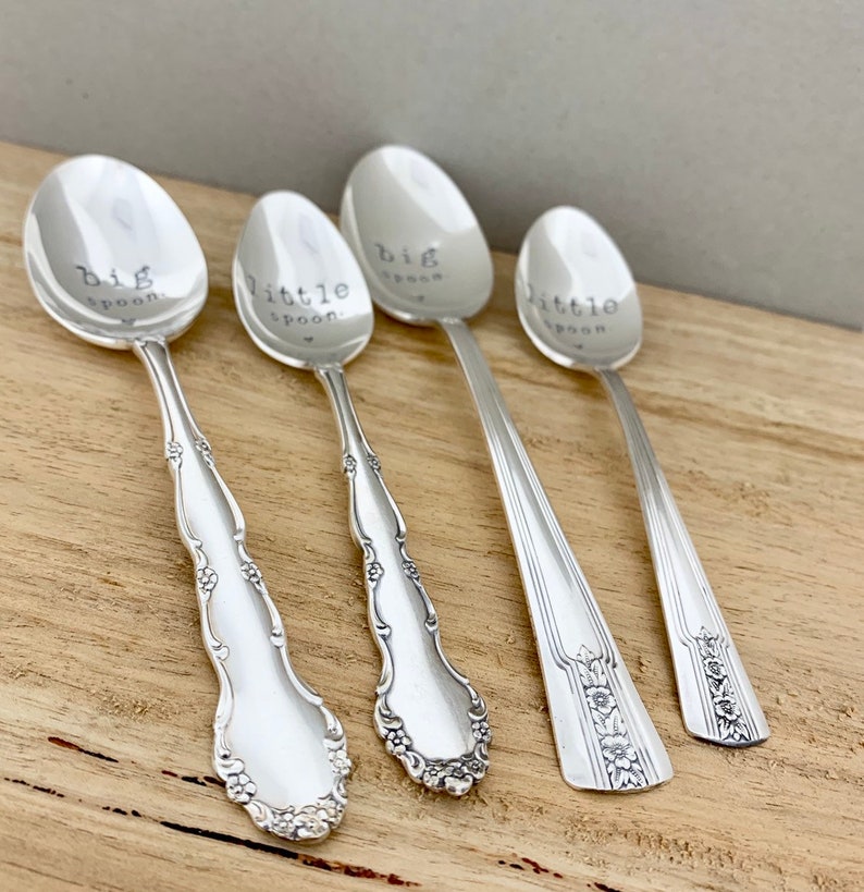 Big spoon Little spoon. Stamped vintage spoons set Teaspoon Etsy