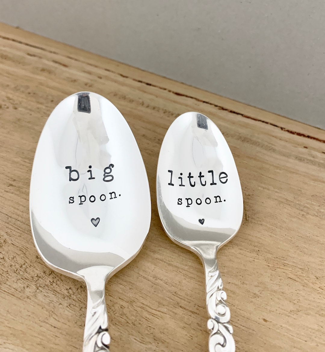 Big Spoon Little Spoon. Stamped Vintage Spoons Set Teaspoon & Dessert