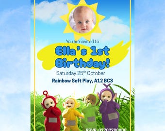Teletubbies Invitation: Custom Photo, Editable Kids Party Invite (Digital)