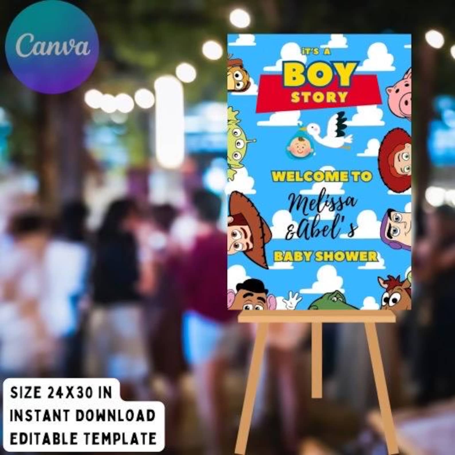 Toy Story Digital Welcome Sign, Toy Story Baby Shower Party, Boy Story ...