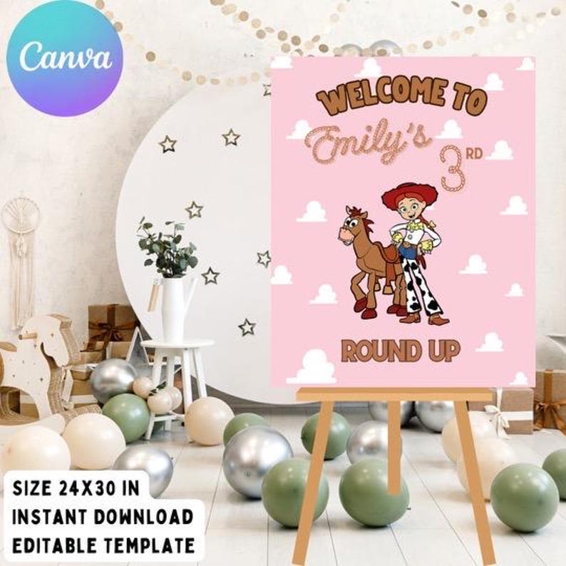 Toy Story Digital Welcome Sign, Toy Story Party, Girl Story,kids ...
