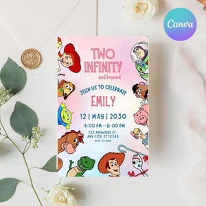 Toy Story Digital Invitation, Toy Story Party, Girl Story,Kids Birthday Party, Instant Download, Canva, two infinity