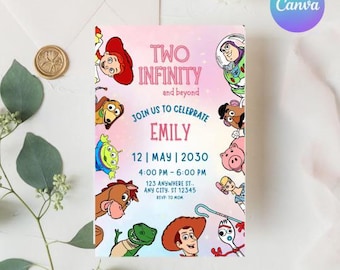 Toy Story Digital Invitation, Toy Story Party, Girl Story,Kids Birthday Party, Instant Download, Canva, two infinity