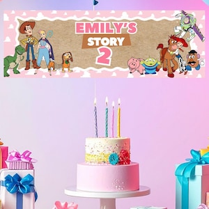 Striscione digitale di Toy Story, 60 x 180 cm, striscione per feste, feste di compleanno per bambini, download immediato, Canva, Woody Buzz Two Infinity and Beyond