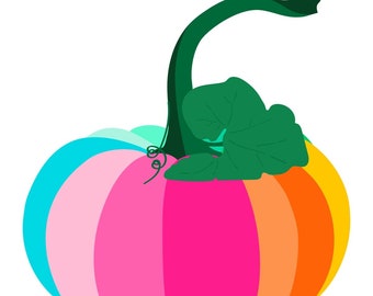 Kitchen Art Print - Original Art Print - Pumpkin Decor - Pumpkin Illustration - Pumpkin Wall Hanging - Rainbow Pumpkin Print - Kitchen Decor