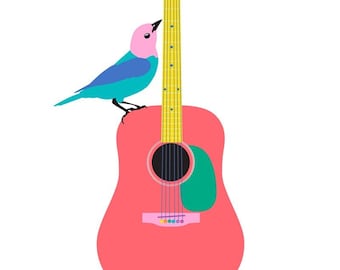 Music art print, Guitar print, musical instrument poster, music wall art, guitar wall art, guitar art print, guitar artwork, guitar art work