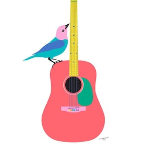 Music art print, Guitar print, musical instrument poster, music wall art, guitar wall art, guitar art print, guitar artwork, guitar art work