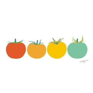 Vegetable Poster, Tomato print, Vegetable Wall Art, Modern Kitchen Art, Original Art Print, Retro Kitchen Art, Kitchen Wall Decor, Food Art