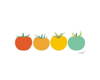 Vegetable Poster, Tomato print, Vegetable Wall Art, Modern Kitchen Art, Original Art Print, Retro Kitchen Art, Kitchen Wall Decor, Food Art