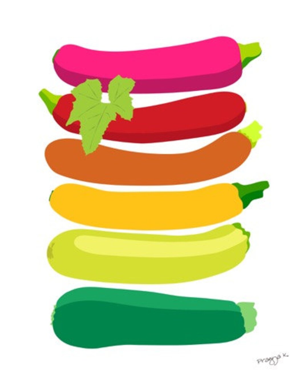 Kitchen Art Print Zucchini Art Print Zucchini Decor Etsy