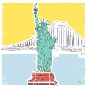 Travel poster, Statue of Liberty print - New York art print - NYC poster, New York Print, America poster, Architecture Print, USA Print