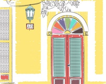 Puerto Rico Travel Poster, Puerto Rican Street art, Old San Juan, Travel print,  Old San Juan, Wall Art Print, colorful doors, Travel Poster