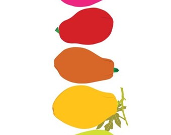 Fruit Print, kitchen decor, Papaya print, retro kitchen art, kitchen wall decorations, Dining Room Decor, Dining Room Art, Kitchen Posters