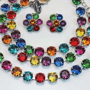 Multicolored Rhinestone Necklace Set, Gay Pride Jewelry Set, Rainbow Crystal Bracelet, LGBTQ Pride Earrings, Colorful Stone Ring,  SN1