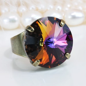 Rainbow Ring, Volcano Crystal Ring, Pride Jewelry, Multicolor Ring, Rainbow Crystal Ring, Rhinestone Ring, CSD Festival Jewelry,  BR47