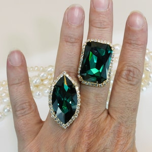 Emerald Ring, Cocktail Ring, Green Ring, Extravagant Jewelry, Large Ring, Statement Jewelry, Valentines Day Gift, Wedding Ring For Her  GR59