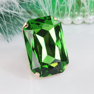 Kelly Green Cocktail Ring, Large Green Ring, Peridot Gigantic Ring, Wedding Jewelry, Huge Stone Ring, August birthstone, Open Ring, GR84