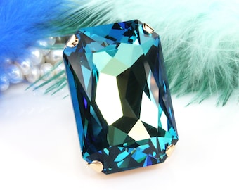 Cocktail Ring, Extra Large Blue Ring, Big Stone Ring, Mens Huge Statement Ring, Huge Gem Ring, Oversize Crystal Ring, Bermuda Blue Ring,GR84