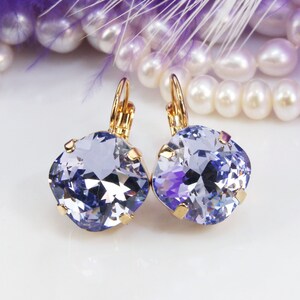 Brincos quadrados pendentes de cristal lavanda, joia de casamento roxa, GE126