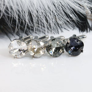 Crystal Cufflinks For Men, Grey Cuff Links For Dad, Best Man Gift, Wedding Cuff Links For Groom, Mens Accessories, Gifts For Him, SA7