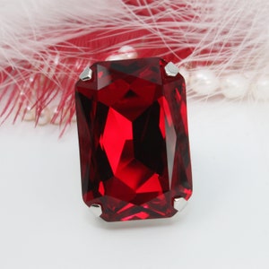 Large Ruby Red Ring, Big Stone Ring, Cocktail Ring For Men, Oversize Crystal Ring, Bridesmaid Gift, Adjustable Band Ring, Siam Jewelry, SR84