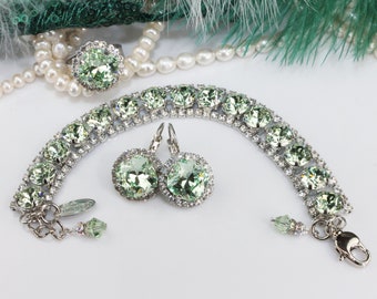 Sage Green Jewelry Set, Light Green Jewelry, Chrysolite Necklace, Mint Green Bridal Jewelry, Wedding Jewelry For Bridesmaids,Graduation,SB52