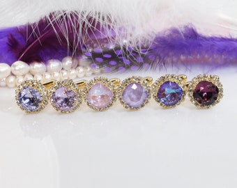 Purple Cufflinks European Crystal Groom Groomsmen Bestman Gift For Woman his and hers Set Formal Wear Lavender Purple wedding 10mm Halo,SA7