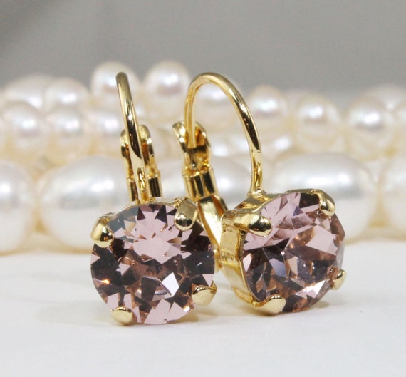 Blush Earrings Swarovski Crystal Blush Pink Earrings Ballet Etsy