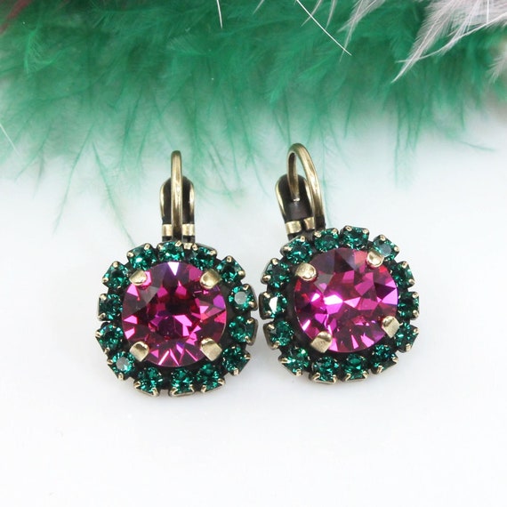 2Pair Faceted Pink Crystal Oval Tibetan Gold Flower Pendant Earrings  SSG1190 | eBay