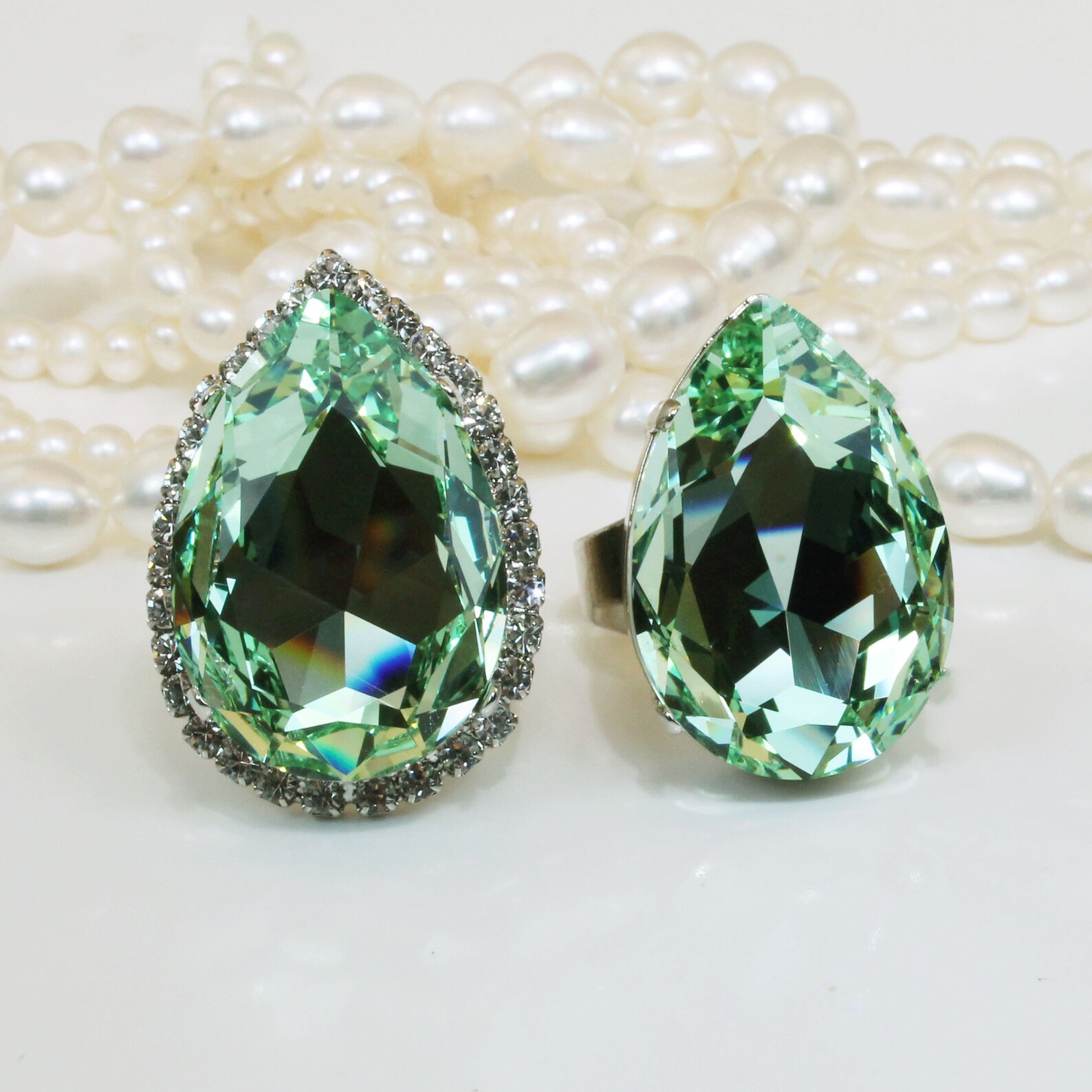 Mint Green Ring Oversized Rings Green Cocktail Ring Etsy