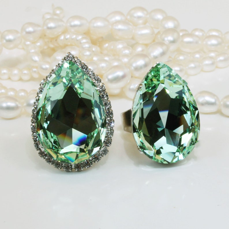 Mint Green Ring Oversized Rings Green Cocktail Ring Etsy