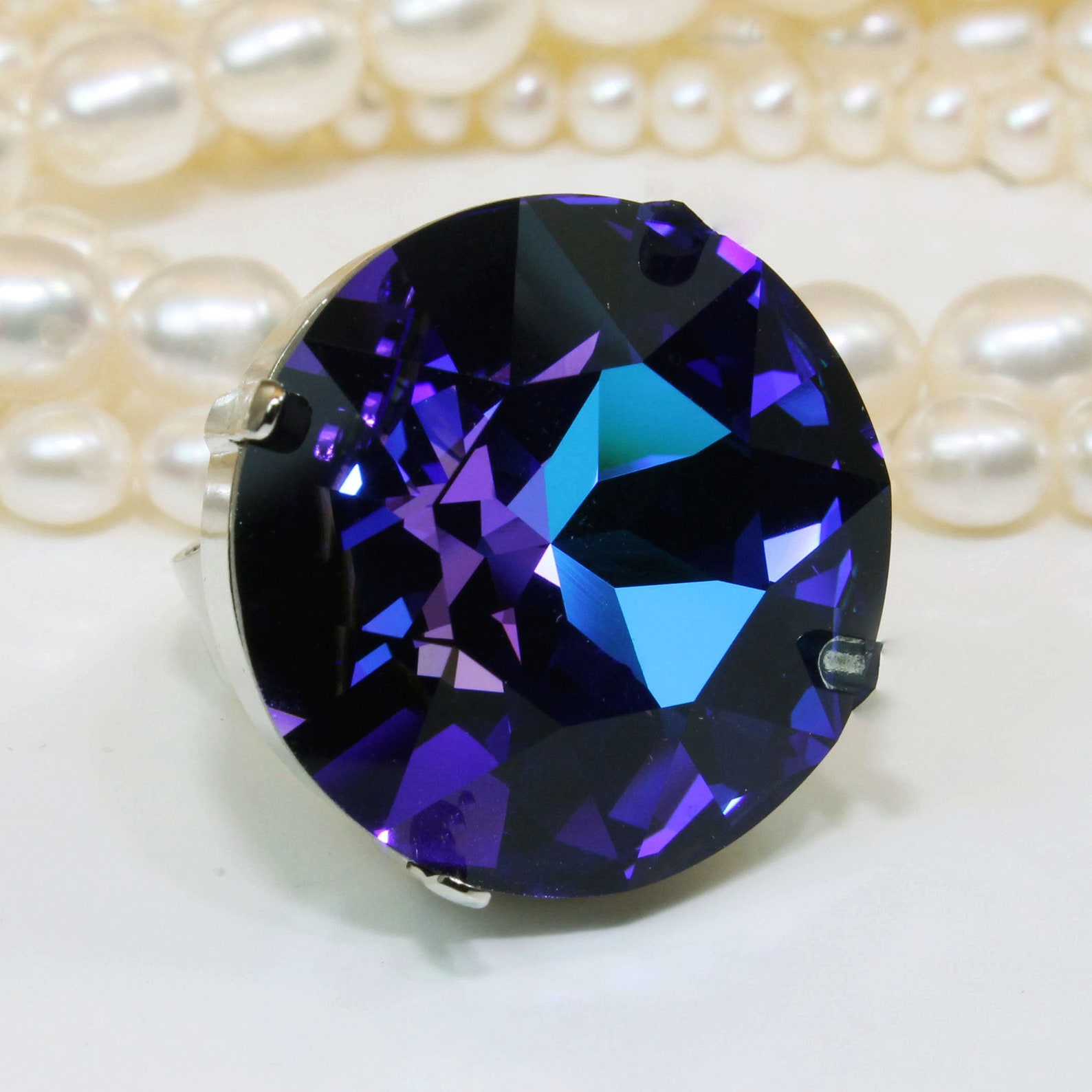 Royal Blue Statement Ring Sapphire Adjustable Cocktail Ring Etsy